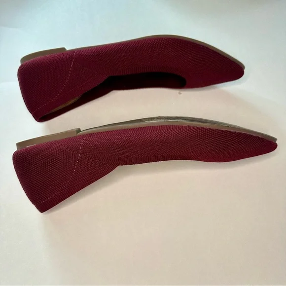 CYNTHIA ROWLEY Pointed Toe Knit Chelsea Slip In Burgundy Ballet Flat 9M - Picture 5 of 11